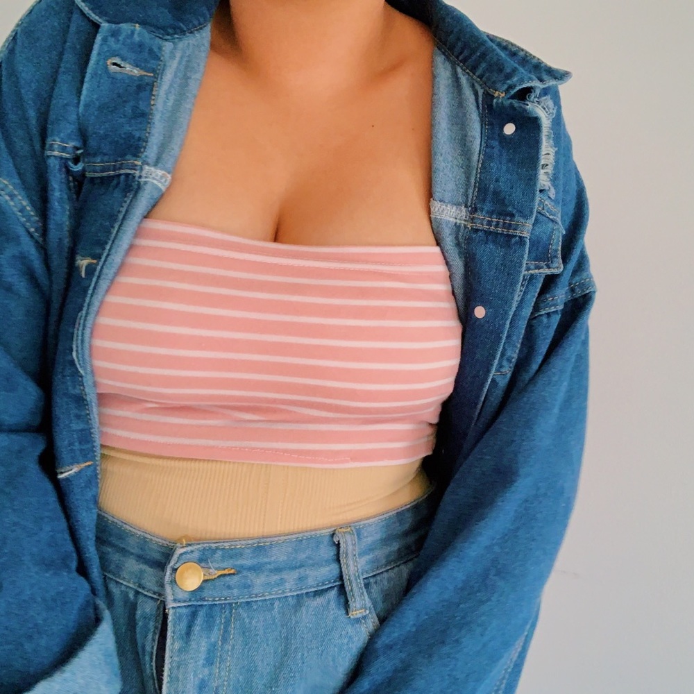 Pink striped tube top